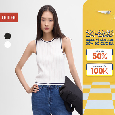 Áo len gilet nữ CANIFA dáng ngắn form ôm 6TE25S003