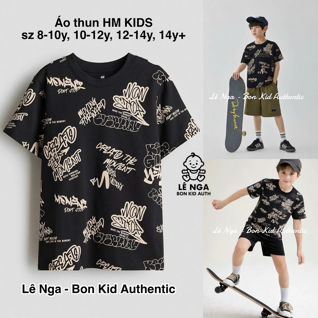 [BONKID] Áo thun áo phông bé trai HM kids 8/10y, 10/12y, 12/14y, 14y+