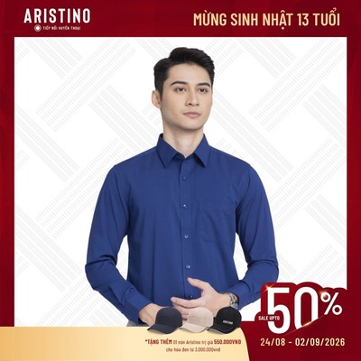 Áo sơ mi nam dài tay ARISTINO Regulaf fit, thiết kế tà lượn, túi ngực tiện lợi đem lại sự lịch lãm - ALSR32
