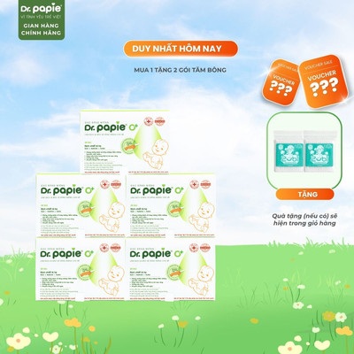 Combo 5 Gạc Rơ Lưỡi Làm Sạch Răng Lưỡi Nướu Công Thức Sáng Chế Độc Quyền Dr.Papie 0+ Ngừa Tưa Lưỡi Nấm Miệng