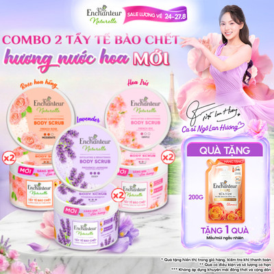 Combo 2 Tẩy tế bào chết thành phần thiên nhiên 100% từ Pháp Enchanteur Naturelle dưỡng da sáng mịn lưu hương 250g