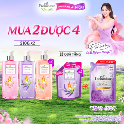 [TẶNG 200gx2 - quà không hiện giỏ] Combo 2 Sữa tắm dưỡng da thiên nhiên Enchanteur Naturelle 510g (Tặng mùi ngẫu nhiên)