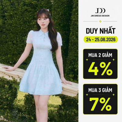 Đầm Xuân Hè Tay Bồng Xếp Ly Eo Dây Nơ Cổ 1S01.2601. Đầm Phong Cách Tiểu Thư Thanh Lịch. Đầm Tiểu Thư Nàng Thơ JM Dress