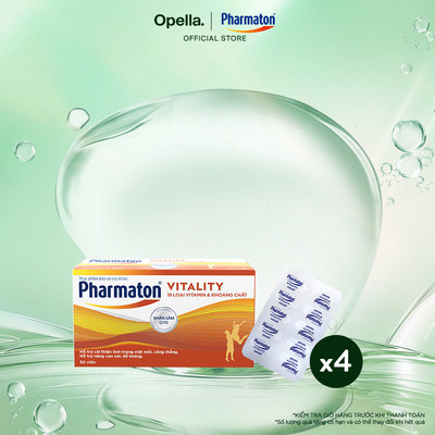Bộ 4 Thực Phẩm Bảo Vệ Sức Khỏe Pharmaton Vitality Dạng Vỉ Tiện Lợi Hộp 50 Viên