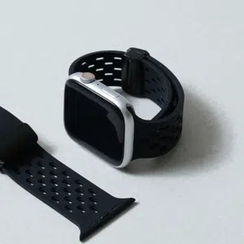 Dây đeo từ tính silicon kiểu K cao cấp cho Apple Watch 42-46mm Đen