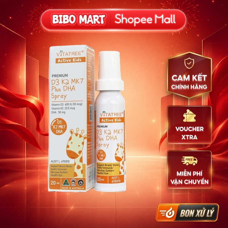 [KOL] Vitamin D3K2 MK7 Vitatree Plus DHA dạng xịt 20ml - BM001.3