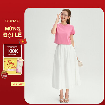 Chân Váy Nữ GUMAC Form A Xòe Có Nhún Eo Hai Lớp Có Túi Sườn VF12033