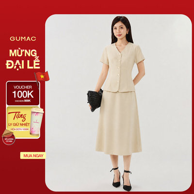 Set lẻ Áo Peplum Nữ GUMAC Cổ V Tôn Dáng Thanh Lịch LAG06033 - Chân Váy Nữ GUMAC Form A Thanh Lịch Dễ Phối Đồ LVG06034