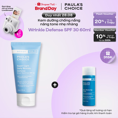 Kem chống nắng nâng tone cấp ẩm Paula's Choice Resist Super-Light Daily Wrinkle Defense Broad Spectrum SPF 30 60ml 7760