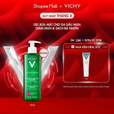 Sữa rửa mặt dạng gel làm sạch sâu giảm bã nhờn Vichy Normaderm Phytosolution