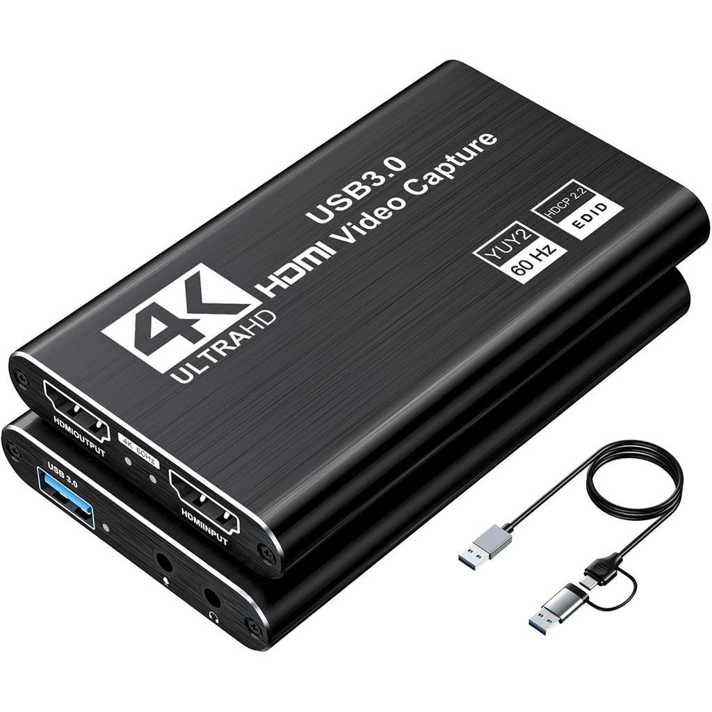 XIIXMASK Video Capture Card, Audio Video Capture Card, USB 3.0 Capture Card 4K HDMI Loop-Out, 1080P 