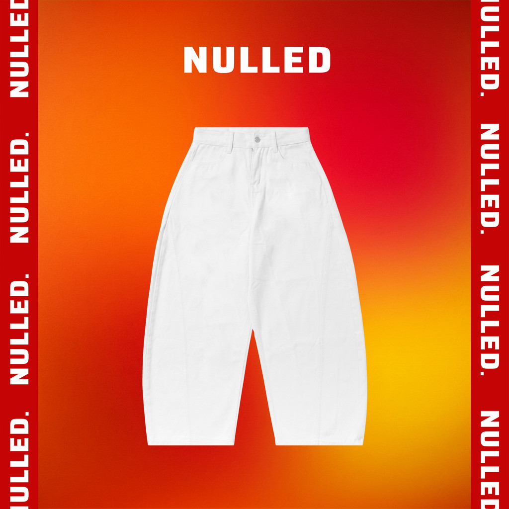 Quần baggy jeans suông ống bí trắng NULLED ống cong basic phong cách Streetwear | N-Q50-T