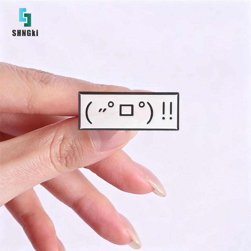 [SHNGki] Khuôn mặt văn bản vui nhộn Kaomoji Men Pins 4 chiếc Kawaii Emoticon Trâm cài Huy hiệu biểu 