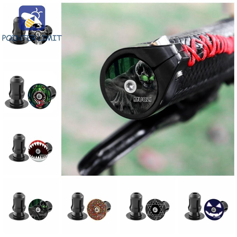 POINTER LIMIT 1 Cặp Mũ Cuối Tay Lái Xe Đạp, Hợp Kim Nhôm 32x26MM Đầu Cắm Xe Đạp, Nhẹ 3D Totem Cá Tín