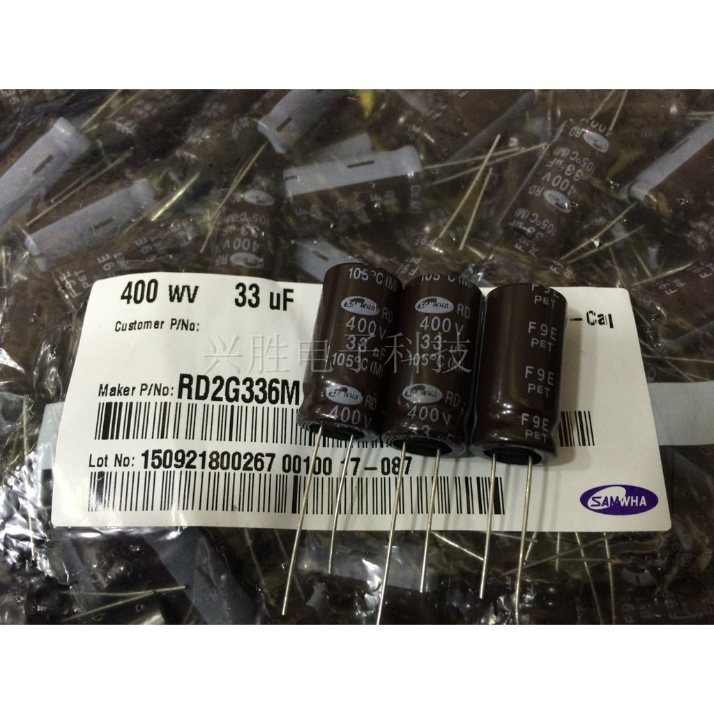 Tụ Điện Phân 400V33UF 33UF / 400V 13X25 105 Độ Thương Hiệu Hàn Quốc Sanhe RD