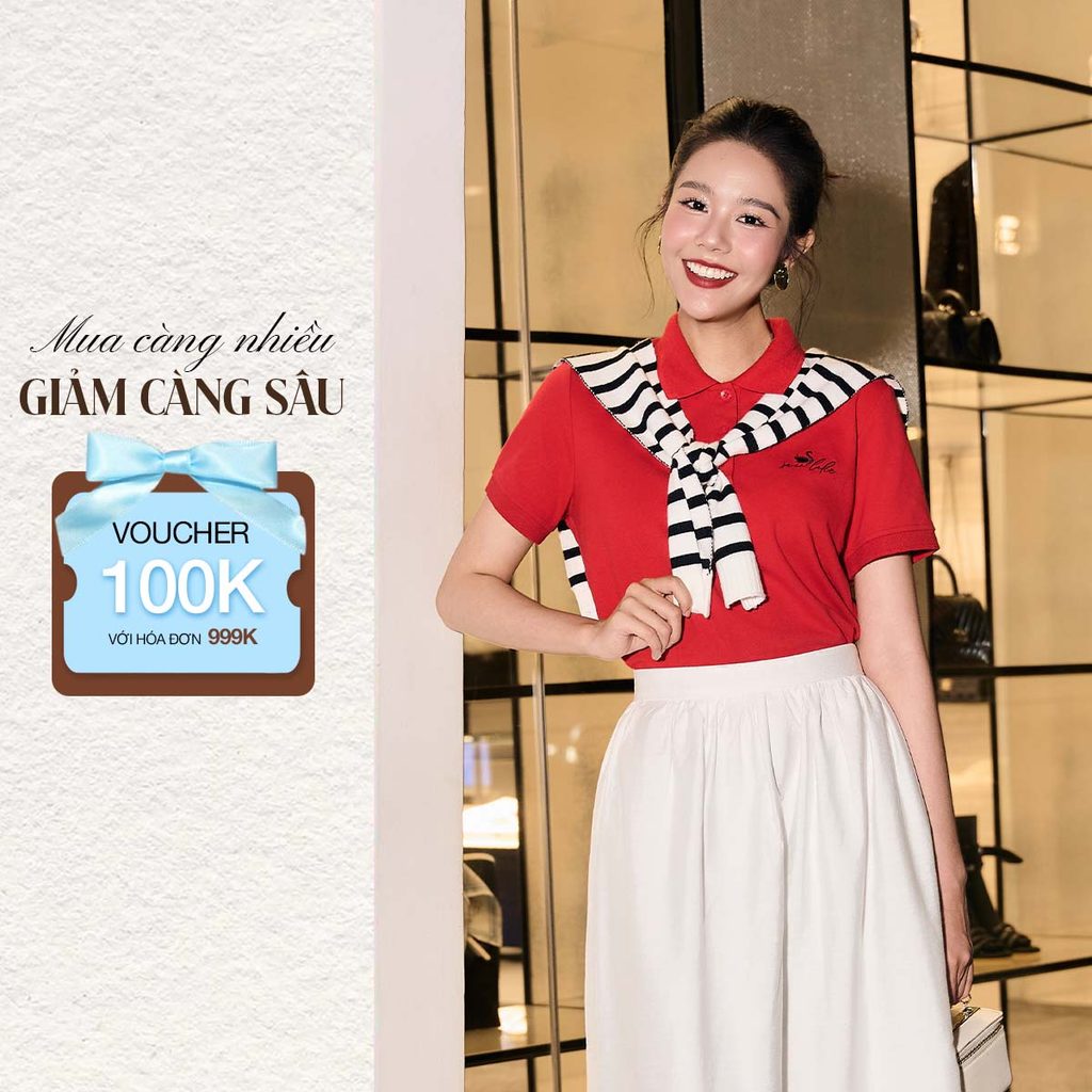 Áo Polo Nữ Dáng Ôm Lửng Thêu Hình Art Và Chữ Swan Lake Thời Trang GUMAC APF12011