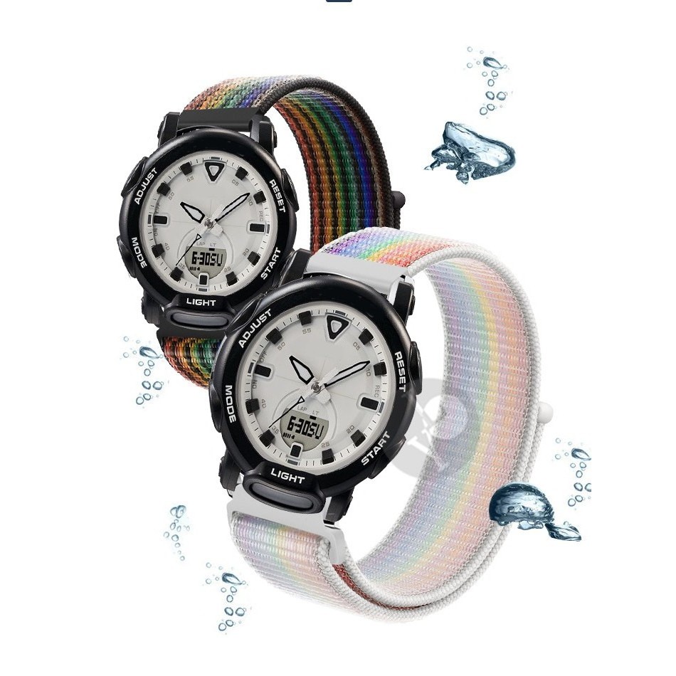 Thích hợp cho dây đeo đồng hồ BABY-G Casio BGA-310 EFR-303D / L Velcro W-218H Dây đeo cổ tay dệt tho