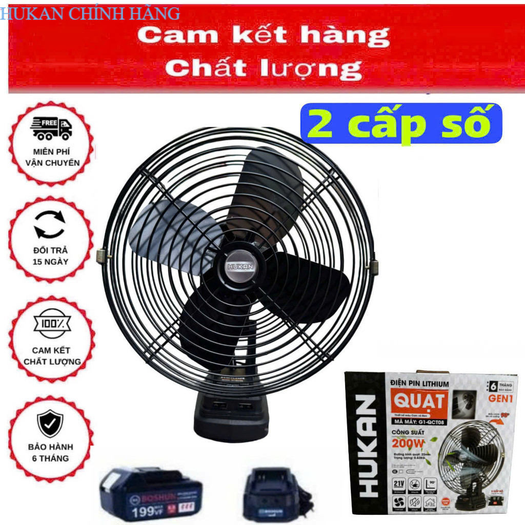 Quạt tích điện Makita  HUAKAN QC108  quạt pin mini để bàn, hoạt động liên tục 2-4h HUKAN CHÍNH HÃNG