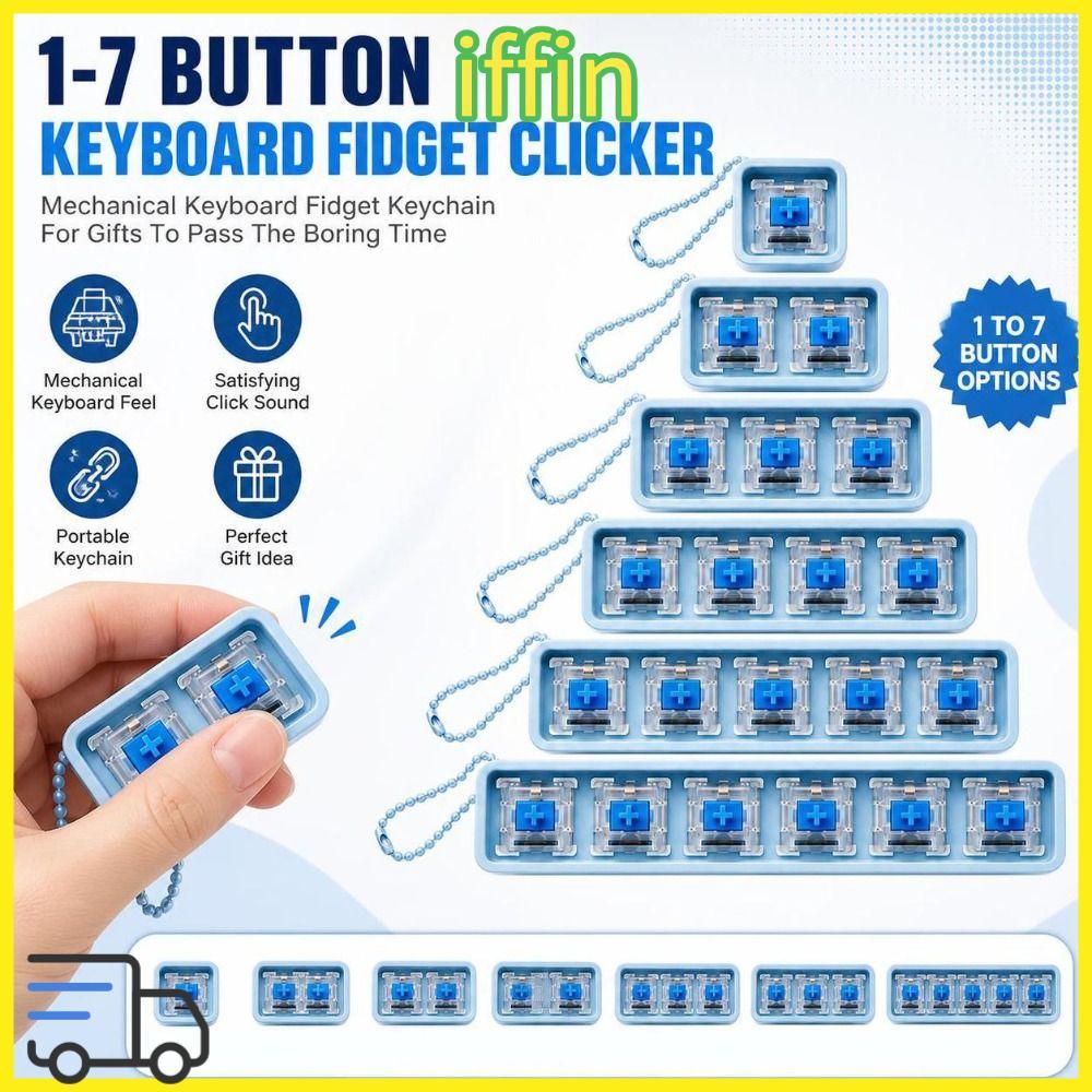 IFFIN Cơ Fidget Móc Khóa, Thư Giãn Clicky Switch Bàn Phím Fidget Clicker Đồ Chơi, Di Động 1-7 Phím M