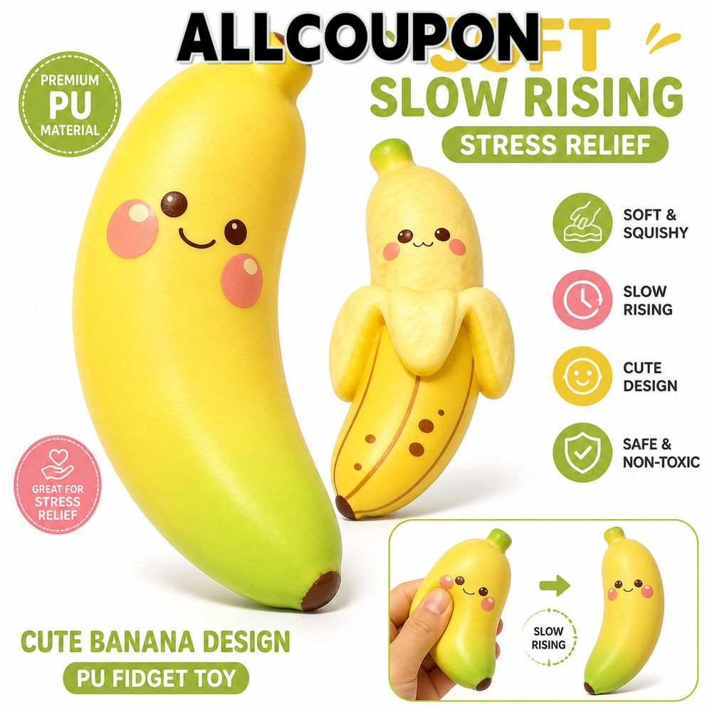 Đồ chơi Fidget bóp trái cây MUNDAUN, Đồ chơi bóp chuối mô phỏng PU, Đồ chơi ép chuối chuyển màu sáng