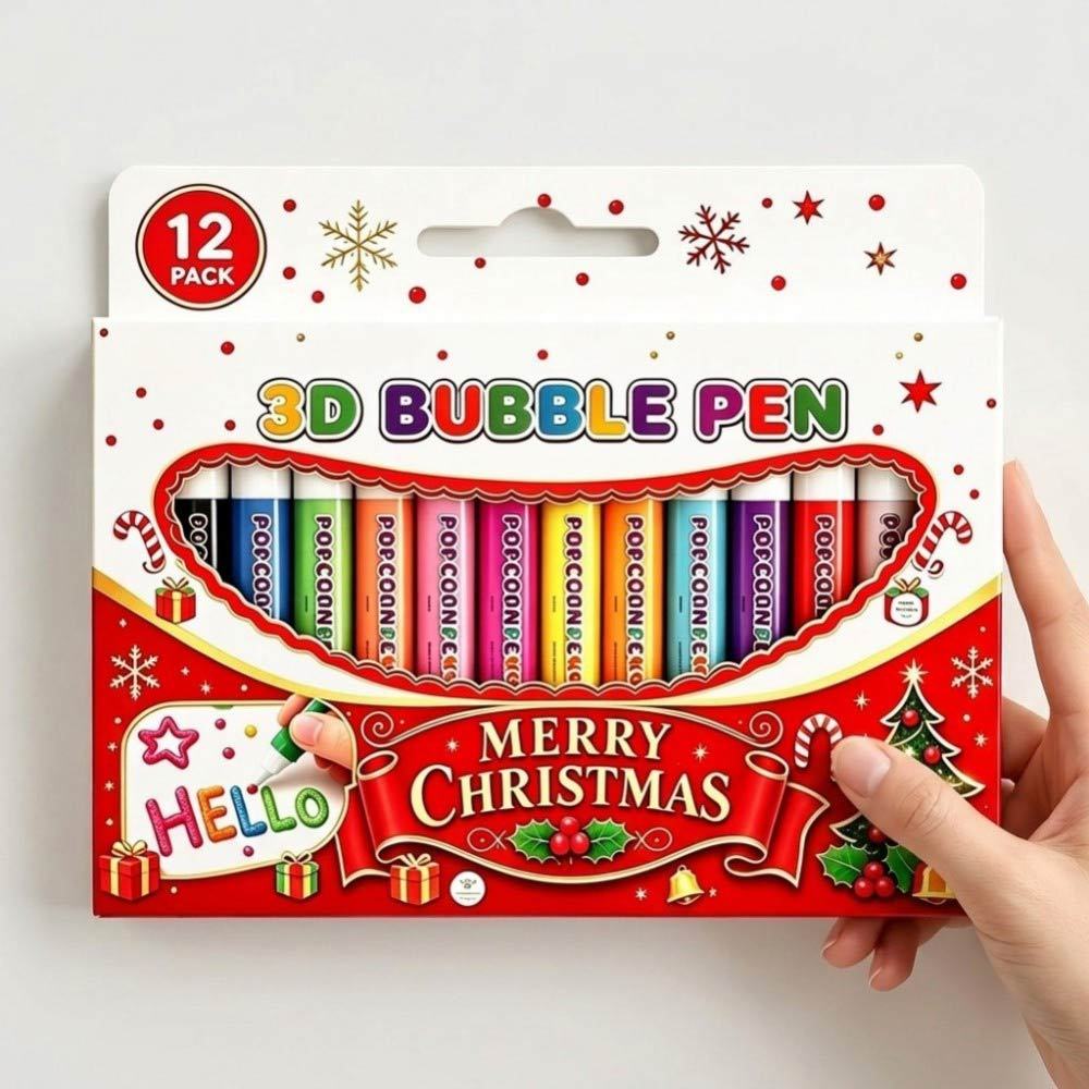 Bubble Popcorn Drawing Pens, Magic Color Paint Pen Set, 3D Art Bubble Magic Popcorn Pen