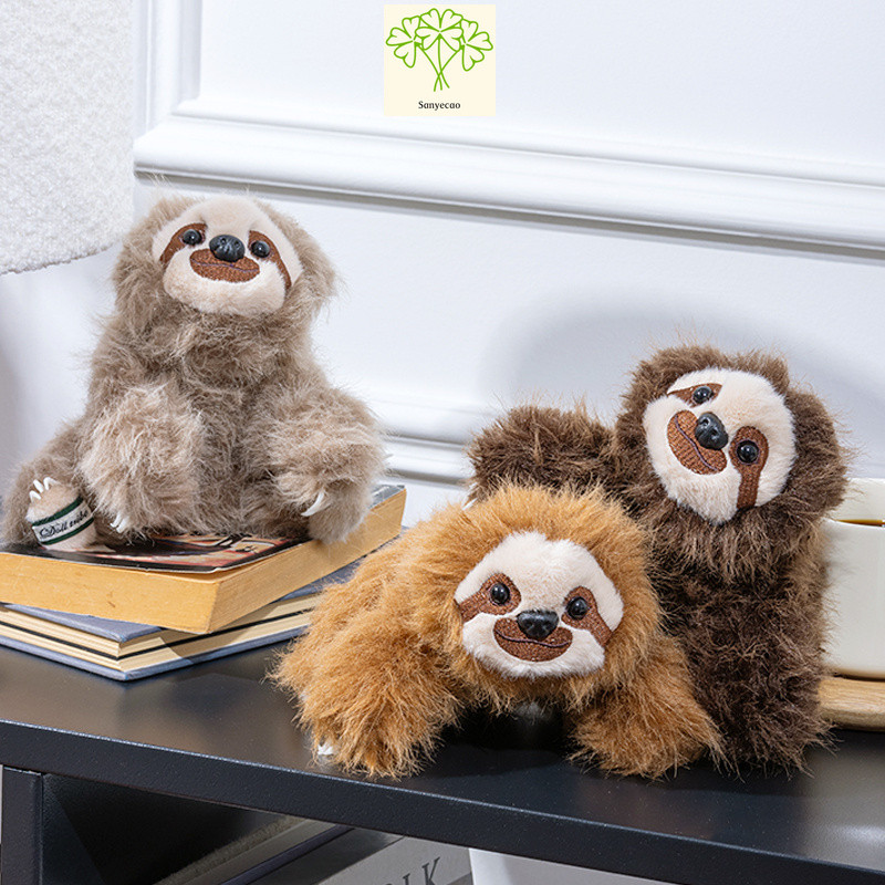 Búp bê sang trọng SanyecaoRealistic Sloth, có sẵn nhiều kích cỡ & 3 màu, Đồ chơi nhồi bông lông dài 
