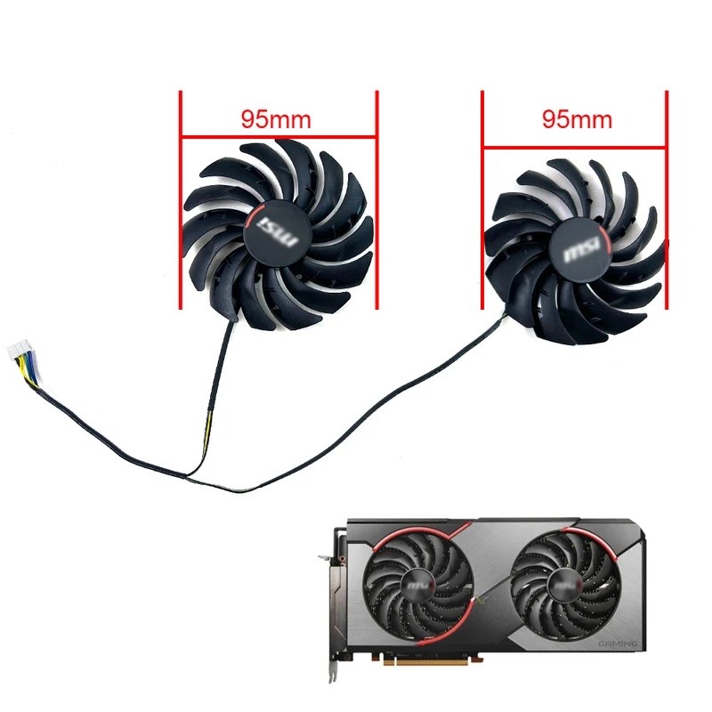 Quạt làm mát DIY MỚI 95MM 4PIN RX5700XT Quạt GPU cho MSI Radeon RX5600 5700 5700XT 8GB GAMING X card