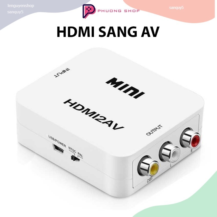 HD01 Bộ Chuyển Đổi HDMI Sang AV - Đầu chuyển HDMI Ra AV -  Adapter HDMI Sang AV - HDMI to AV (SP0001