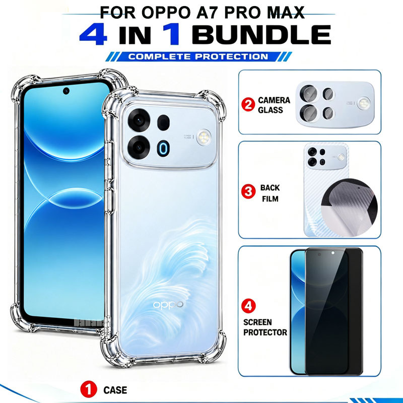Ốp Điện Thoại Chống Sốc 4 Trong 1 Cho OPPO A7 Pro Max Bảo Vệ Toàn Diện Kính Cường Lực Bảo Vệ Màn Hình Ống Kính Phim Mặt Sau