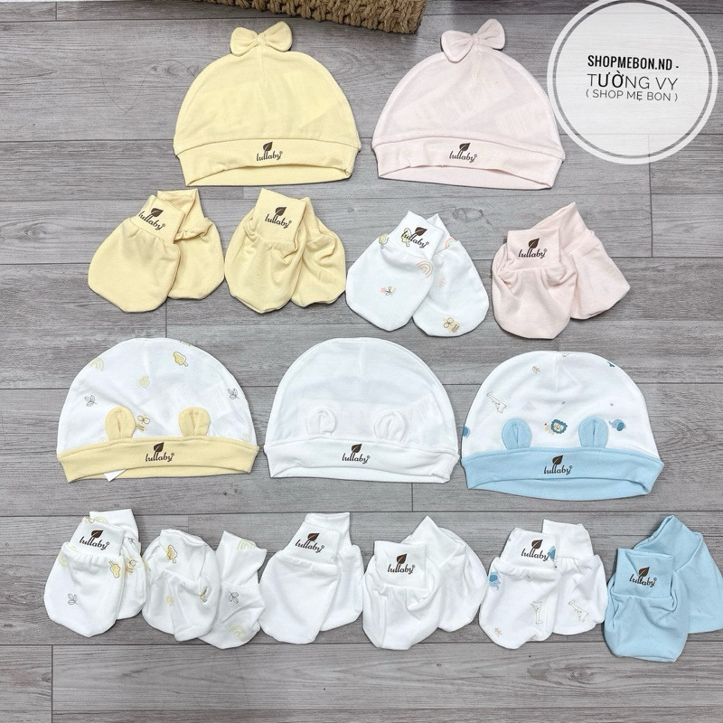 [ Lullaby ] Mũ, bao tay chân Lullaby sơ sinh, phụ kiện sơ sinh mềm mại cho bé