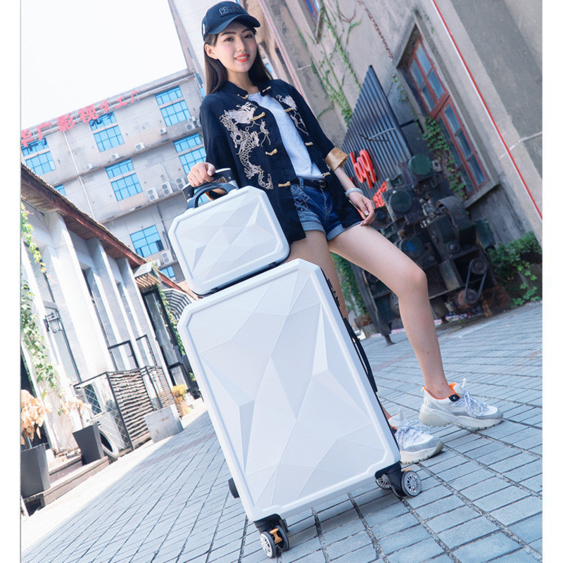 Vali hoa văn kim cương cắt Vali mẹ con Mẫu mới Chất liệu ABS PC chống xước Siêu bền vali 28 inch chố