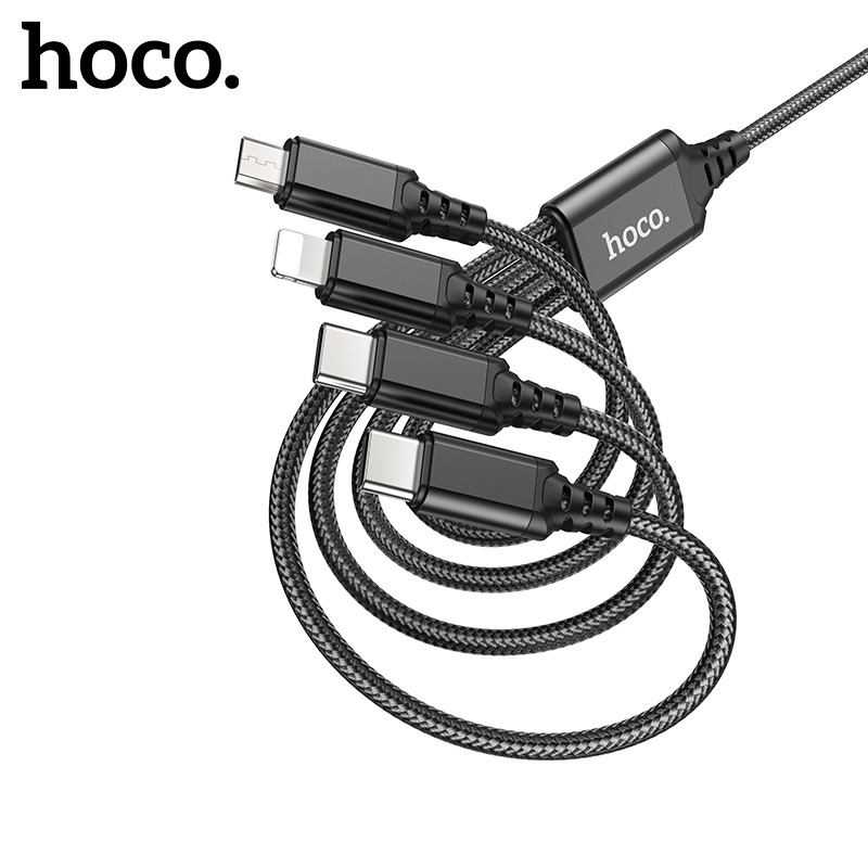 Cáp iPhone 4 trong 1 Hoco X76 Dây USB sạc nhanh 2A cho iPhone 12 12 Pro Max 11 Cáp USB sạc nhanh cho