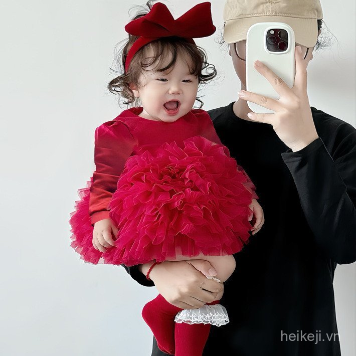 Princess Dress Spring and Autumn Baby Girl Birthday Dress Wedding Dress Catwalk Children's Puff Dres