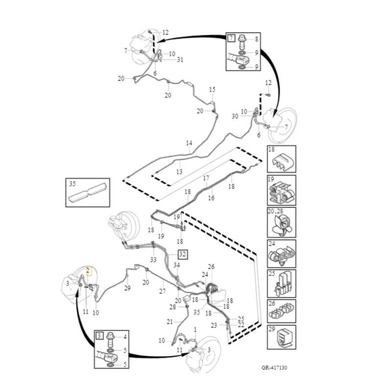 Ống phanh trước trái + phải 32246001 32246002 Cáp ống thủy lực phanh Volvo S90 V90 S90L 32221401 322