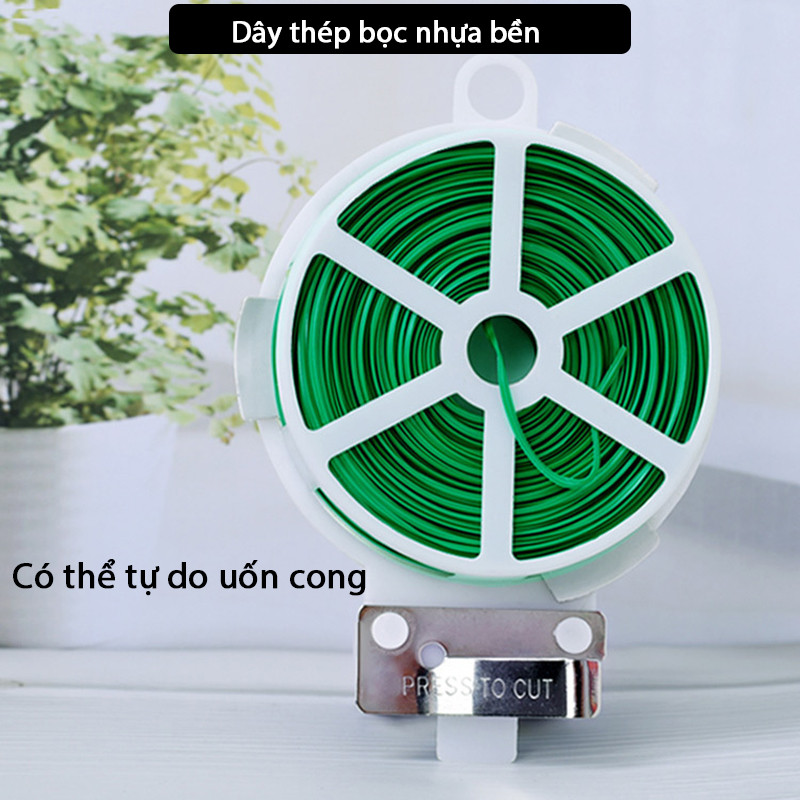 Y7 Dây thép bọc nhựa bền 20m/50m/100m có dao cắt, dùng buộc cây và dây leo YOLAR