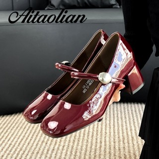  Da Thật Đế Bằng 5.5cm Vuông Nữ Giày Nữ Giày Moccasin Giày Cao Gót Phong Cách Anh Giày Da Nữ Loafers Lolita 