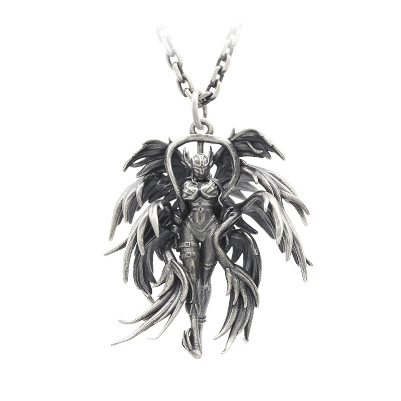 Hot Sale#Digimon Tygamon Necklace 925Silver Angel Beast Pendant Retro Couple Original Silver Jewelry