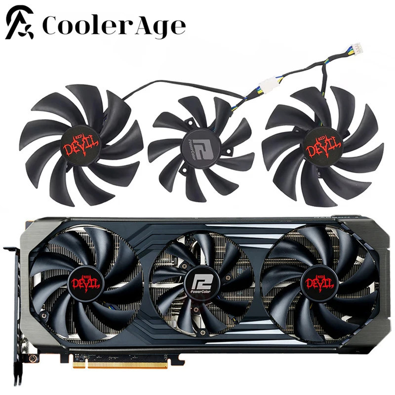 IFor PowerColor RX 6800 6800XT Rồng Đỏ 6700XT 6900XT Quỷ Đỏ 95MM 85MM FD8015U12D Quạt Thay Thế Card 