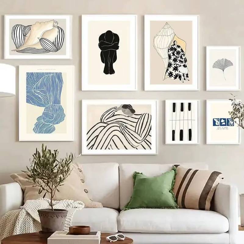 Modern Minimalist Girl Body Bohemian Abstract Poster No Frame Canvas Wall Art Painting Modern Bedroo