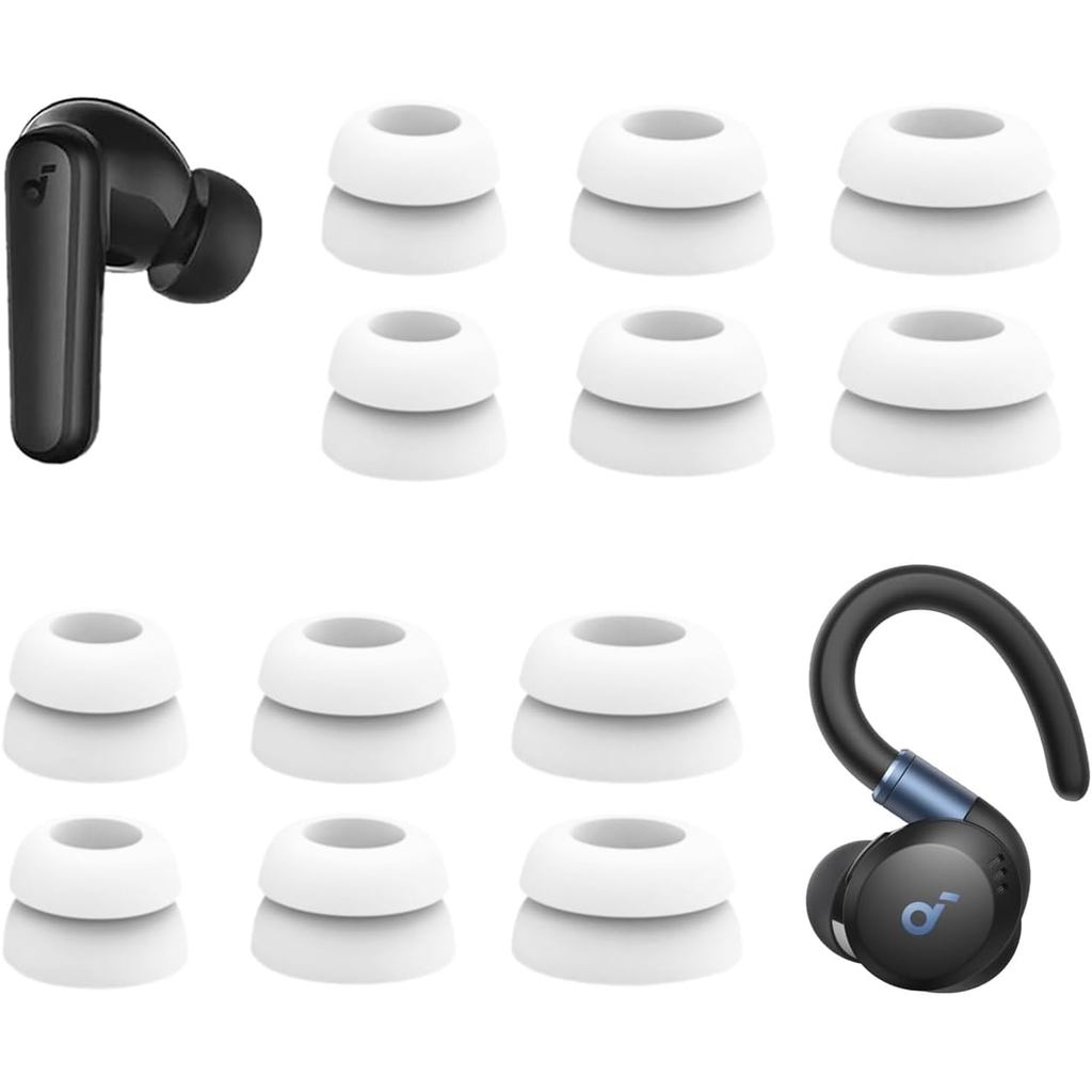 Đầu tai mặt bích đôi A-Focus cho Soundcore P40i P30i P20i Thay thế silicon mềm Giảm tiếng ồn Tai ngh