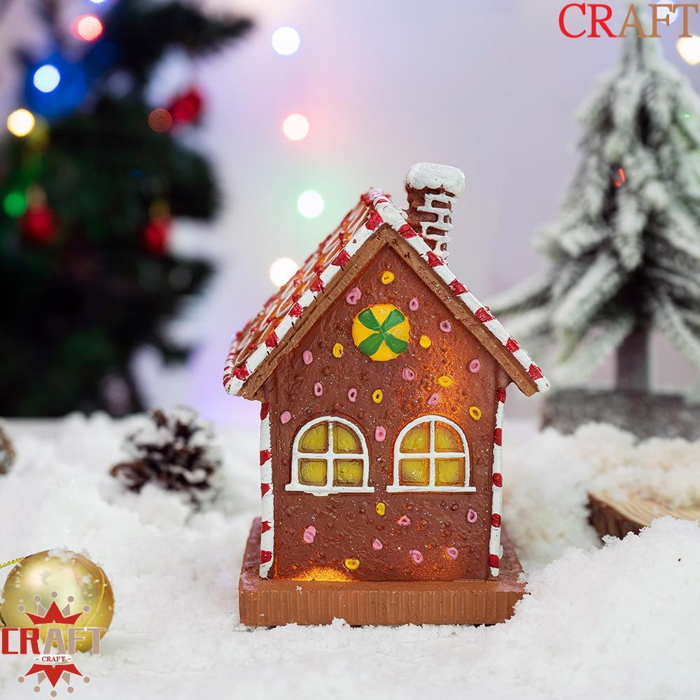 CRAFT Gingerbread Nhà Trang Trí, Đèn LED Nhựa Làng Giáng Sinh Tượng Cottage, Trang Trí Nhà Sưu Tập D