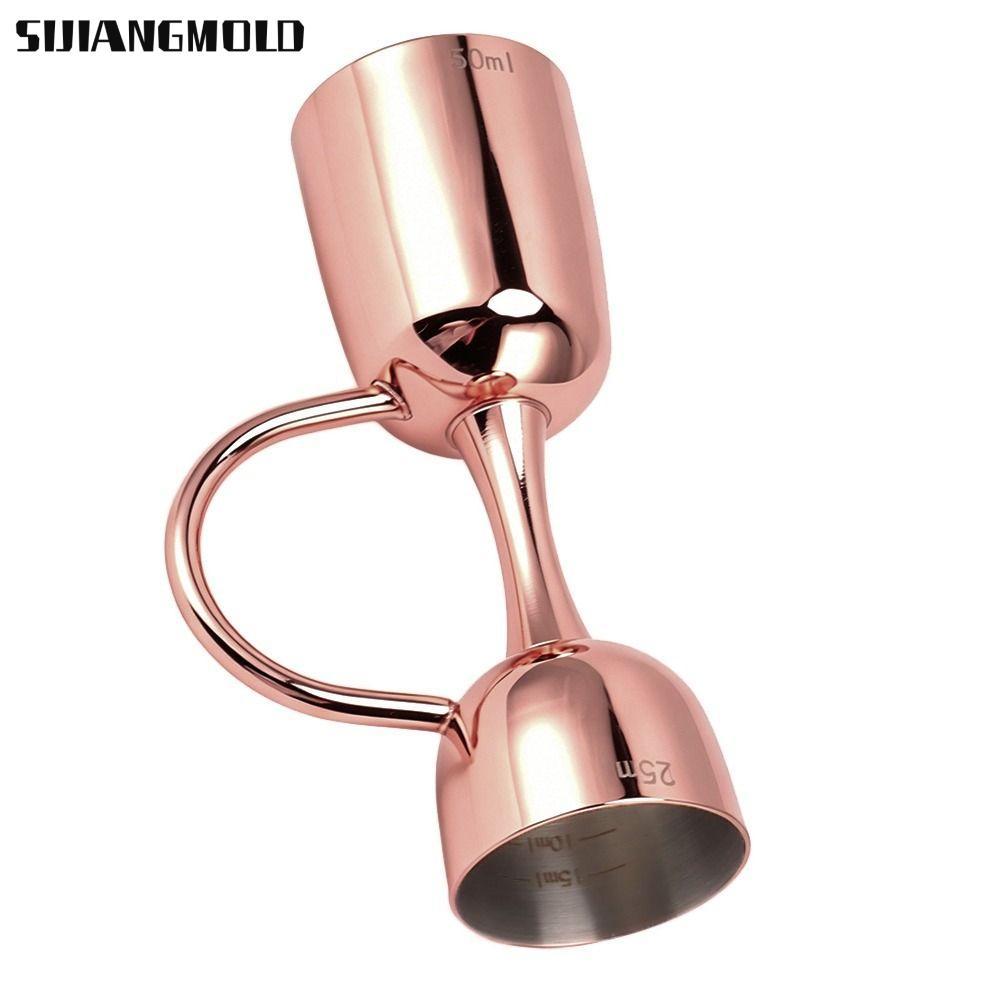 SIJIANGMOLD Jigger hai mặt, Cốc đo rượu vang hai đầu bằng thép không gỉ, Máy pha chế rượu mạ đồng th