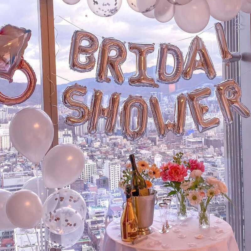 Chủ Đề Bạc BRIDAL SHOWER Trước Đám Cưới Cử Nhân Đảng Bóng Trang Trí Đạo Cụ Ảnh Mong Đợi Đạo Cụ BRIDA