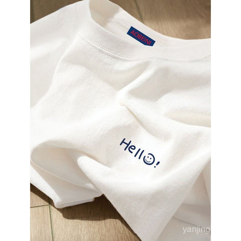 Giải phóng mặt bằng Pick-Up ~ Cotton nguyên chất Áo thun ngắn tay màu trắng mùa hè Áo thun nửa tay d