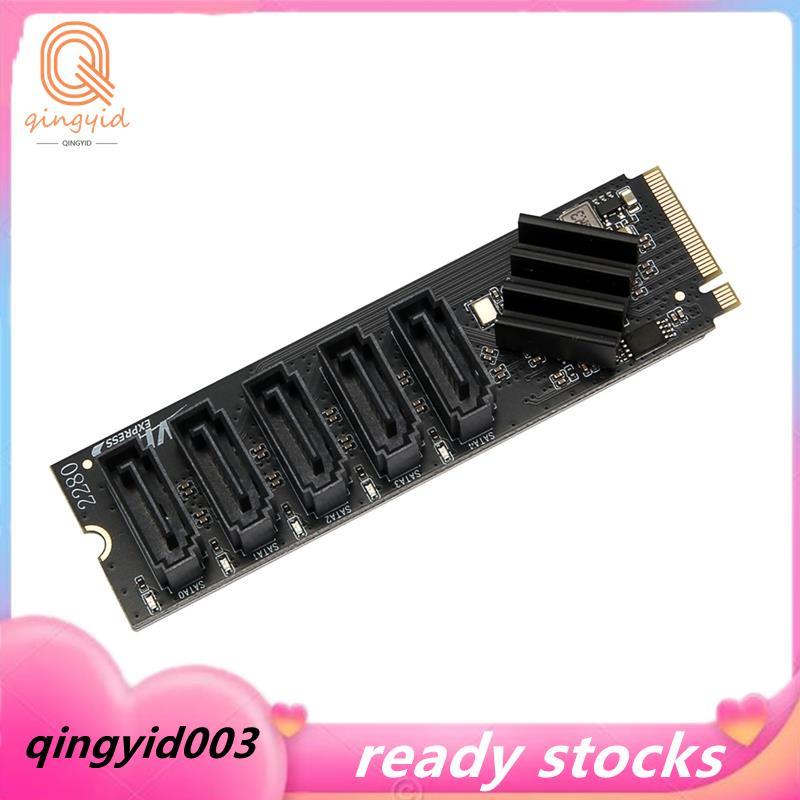 M.2 NVME M-Key sang SATA 6Gbps Thẻ mở rộng 5 cổng Ổ cứng Thẻ chuyển đổi PCI-E mở rộng JMB585 Chip