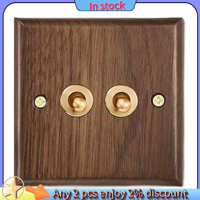 Còn hàng-Đèn Chuyển Đổi Bảng Điều Khiển Retro Phong Cách Quả óc chó 1-4Gang 2 Chiều Gỗ Chắc Chắn Đôi