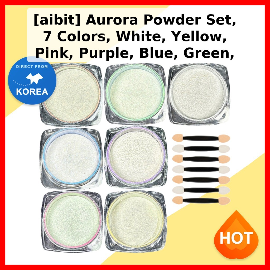 [aibit] Bộ bột Aurora, 7 màu, Trắng, Vàng, Hồng, Tím, Xanh, Xanh, Cam, 1 cái theo xu hướnghub