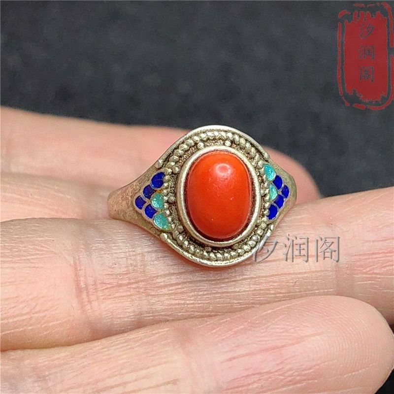 Bộ Sưu Tập Cổ Nhẫn Bạc Cũ Tay Trang Sức Kẻ Sọc Tay Nhẫn Ruby Giữ Miao Nhẫn Bạc Mở Nhẫn Cũ 7.14
