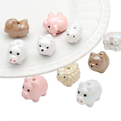 1 Con Cừu Nhỏ Chó Con Hạt Mạ Màu Ba Chiều Động Vật Nhỏ Hạt Acrylic Hạt DIY Điện Thoại Di Động Dây Xích Ba Lô Treo Phụ Kiện