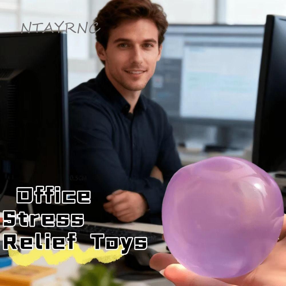 NTAYRNC Dầu dừa Squishy Ball, Bóng mềm màu xanh Đồ chơi bóp nhanh, Quà tặng Jelly trong suốt Đồ chơi